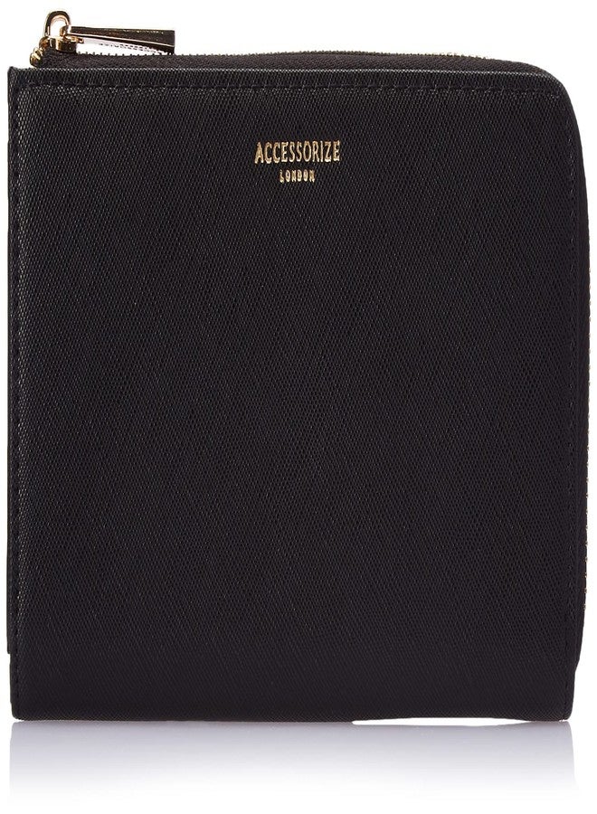 أكسيسورايز محفظة كبيرة من الجلد الصناعي الأسود بنقشة جلد الزواحف من أكسسورايز لندن للنساء - Image 4